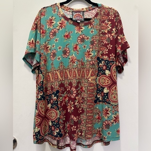 Johnny Was Thena Box Pleat Swing Tee Multi Color Size L - Picture 6 of 13